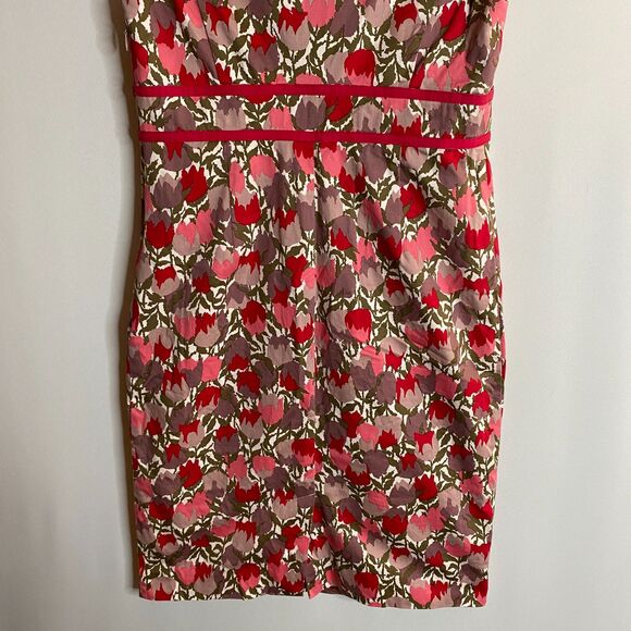Boden Floral Tulip Midi Dress Scoop Neck Cap Sleeves Side Zip Fully Lined US 6P - Picture 6 of 15